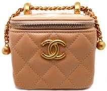 Chanel, Mini Vanity Case, Beige, Leather (Box, Papers, Tag & Dust Bag)