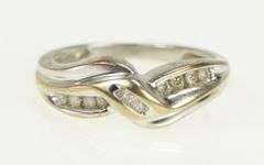 10K White Gold Wavy Criss Cross Vintage Statement Ring