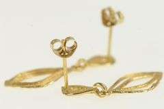 14K Yellow Gold Diamond Cut Vintage Drop Dangle Geometric Earrings