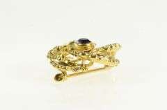 14K Yellow Gold Victorian Amethyst Spiral Knot Statement Pin/Brooch