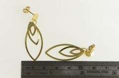 14K Yellow Gold Marquise Fringe Dangle Drop Statement Earrings