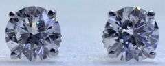 LUXURIOUS AND ELEGANT 14K WHITE GOLD LAB GROWN DIAMOND STUD EARRINGS