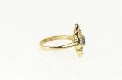 10K Yellow Gold Oval Blue Topaz Diamond Accent Cocktail Ring