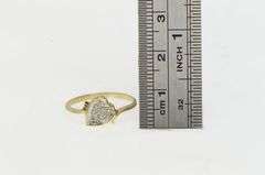 10K Yellow Gold 1950's Diamond Pave Heart Ornate Bypass Ring