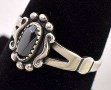 Black Gemstone Ring In Sterling Silver
