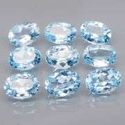 Matched! 9 piece 8.88ct full fire sky blue Topaz set