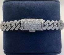 GORGEOUS 14K ICY WHITE GOLD MIAMI CUBAN LINK DIAMOND BRACELET