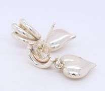 925 Sterling Silver Heart Shaped Dangle Earrings