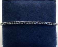 GORGEOUS AND STYLISH 14K WHITE GOLD BLACK DIAMOND TENNIS BRACELET