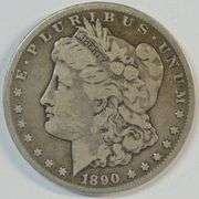 Key date 1890-CC Morgan Silver Dollar. Very sharp circ