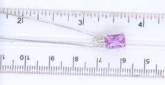 925 Sterling Silver Emerald Cut Amethyst Pendant on Italian Box Chain Necklace