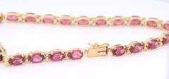 Pleasing Yellow Gold Oval Tourmaline Tennis Bracelet