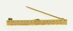 14K Yellow Gold Textured Design Squared Vintage Bar Pin/Brooch