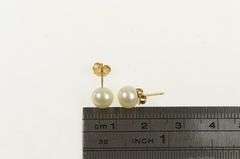 10K Yellow Gold 6.8mm Pearl Vintage Classic Simple Stud Earrings