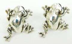 Whimsical Sterling Frog Earrings with Garnet Eyes