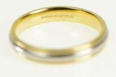 18K Yellow Gold Platinum 4mm Two Tone Classic Wedding Band Ring