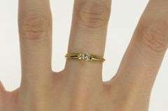 18K Yellow Gold 0.18 Ct Diamond Solitaire Two Tone Promise Ring