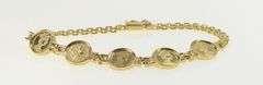14K Yellow Gold Queen Elizabeth 1988 Tribute Coin Chain Bracelet