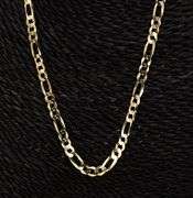 22k Yellow Gold Plated Men's 6.5mm Solid .925 Sterling Silver Flat Figaro Chain Link Italy Necklace 20"