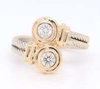 Charming Two Tone Bypass Diamond Ring