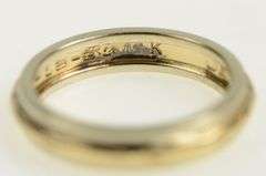 14K Yellow Gold 3.8mm Vintage Two Tone Wedding Band Ring