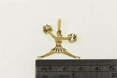 14K Yellow Gold Ornate Retro Cheerleader Cheer Spirit Charm/Pendant