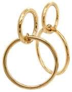 Polished Double Loop Drop Earrings in 18K