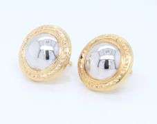 Fabulous Two Tone Gold Classic Round Post Earrings