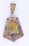 925 Sterling Silver Jasper and Amethyst Pendant