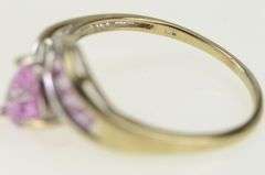 10K White Gold Trillion Pink Topaz Diamond Accent Bypass Ring