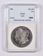 PR65 CAM 1884 Morgan Silver Dollar NNC Box