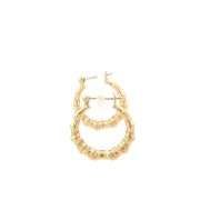 10K Yellow Gold 23.9mm Bamboo Vintage Statement Hoop Earrings