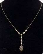 Luminescent Blue Sapphire and Diamond Necklace In 14K Yellow Gold