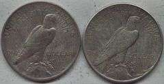 1924 and 1925 $1 Silver Peace Dollar Coin lots of 2 Coins