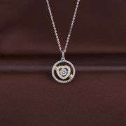 'Two tone beautiful Solid sterling silver with Rhodium plating and center stone moves pendant
