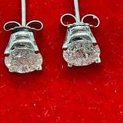 CERTIFIED 14KT SOLID WHITE GOLD DIAMOND STUD EARRINGS