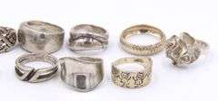 Group Lot of 11 Vintage 925 Sterling Silver Rings