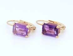 10KT Yellow Gold Amethyst Earrings