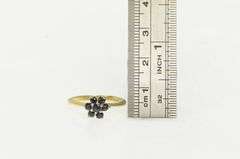 14K Yellow Gold Round Sapphire Flower Cluster Statement Ring