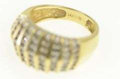 14K Yellow Gold 1.00 Ctw Diamond Striped Vintage Statement Ring