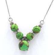 Lot of Vintage 925 Sterling Silver Green Mojave Turquoise Necklace, Dangle Earrings and Stud Earrings