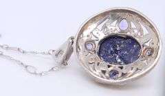 925 Sterling Silver Lapis and Tanzanite Pendant on Chain Necklace