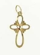 14K Yellow Gold Cross Faith Heart Love Christian Symbol Charm/Pendant
