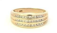 10K Yellow Gold 1/3 Ctw Diamond Band Tiered Channel Vintage Ring