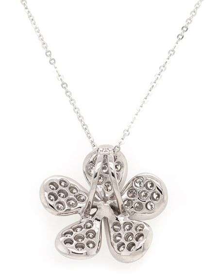 1.00ctw Diamond Plumeria Flower Pendant Necklace in 14K