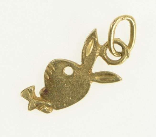 14K Yellow Gold Playboy Bunny Logo Novelty Vintage Charm/Pendant