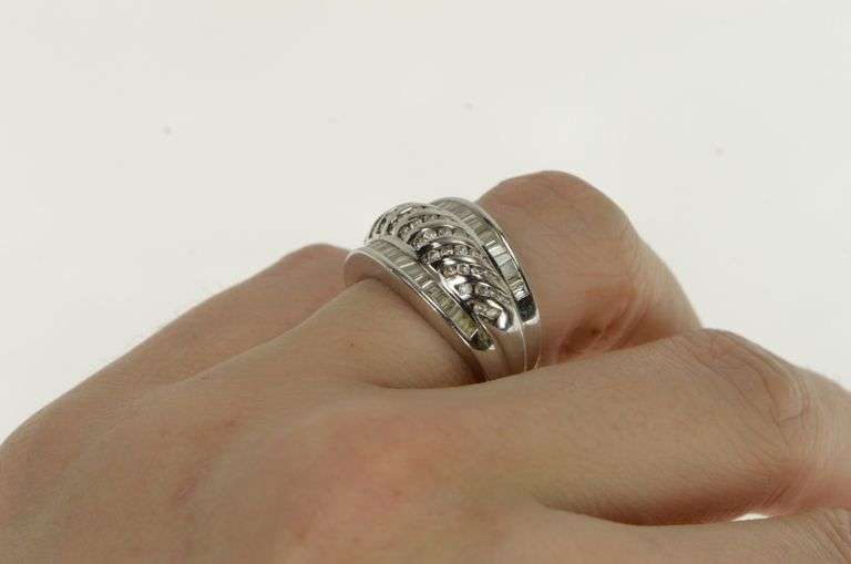 18K White Gold Ctw Diamond Encrusted Statement Band Ring