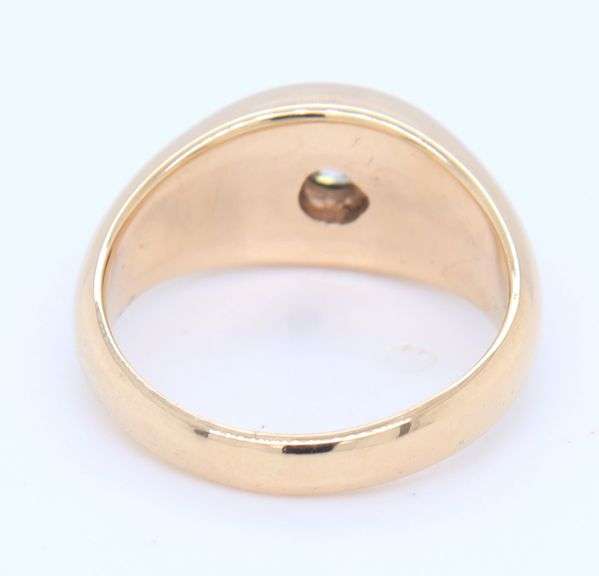 Attractive Yellow Gold European Cut Diamond Pinky Ring