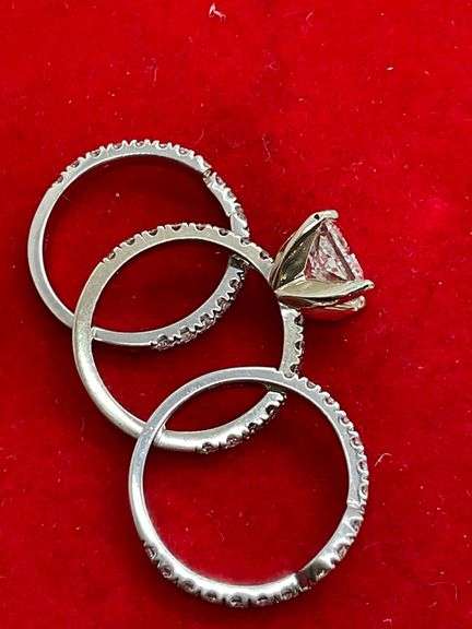 Certified 14K White Gold & Diamond Wedding Set - 4.09 Carats Total