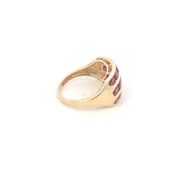 14K Yellow Gold Oval Rubellite Vintage Squared Statement Ring